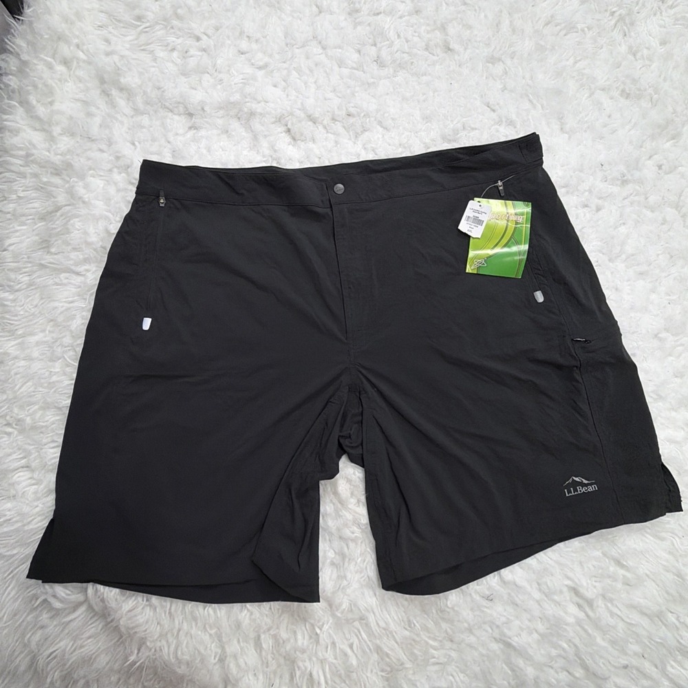 LL Bean Mens Cycling Shorts XXL Black Cargo‎ Nylon Stretch 9" Inseam Biking New!